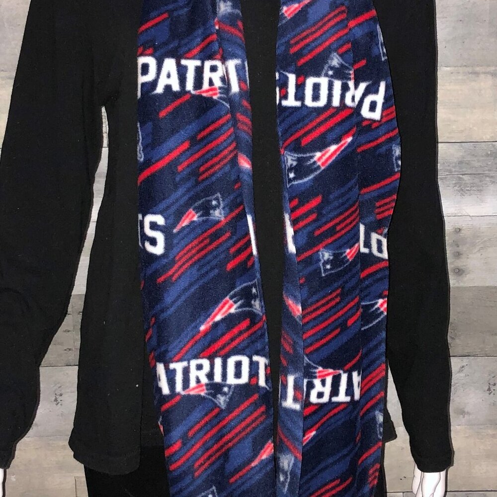 Superbowl 60 LX Loop Scarf NFL New England Patriots Fleece handcut 75 x 9"